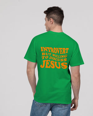 Introvert but willing to discuss Jesus - Green Unisex Heavy Cotton T-Shirt | Gildan