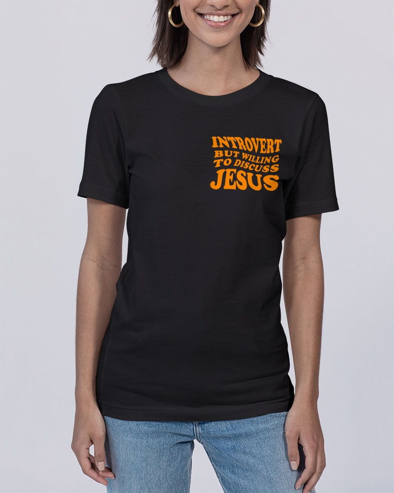 Introvert but willing to discuss Jesus - Green Unisex Jersey Tee | Bella + Canvas